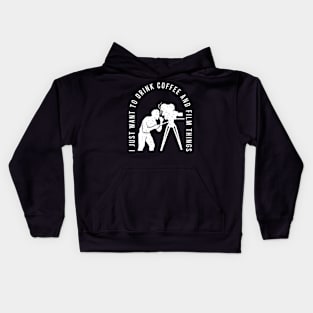 Filmmaker Costume for a Coffee Loving Film Editor Kids Hoodie